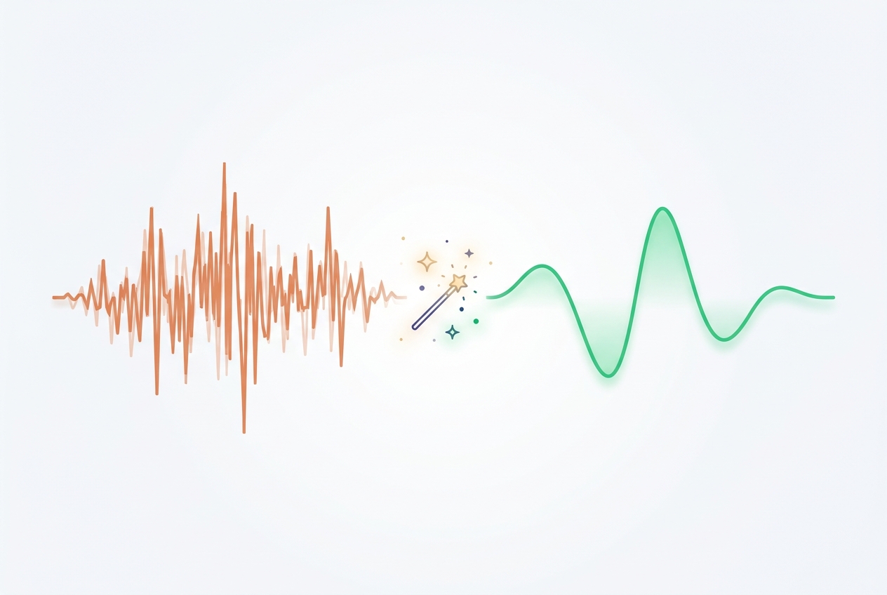 Noisy waveform transformed into clean speech